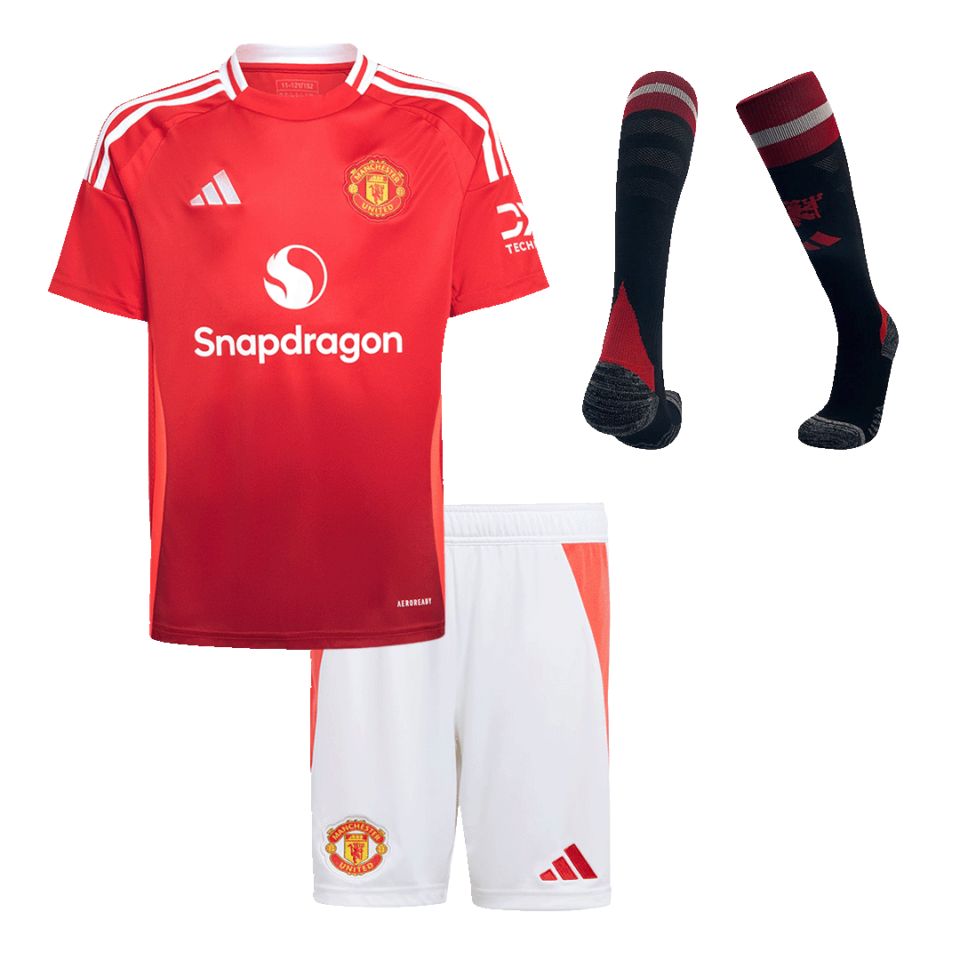 Kit Completo Bambino Manchester United Casa 2024/25 - 3 Pezzi