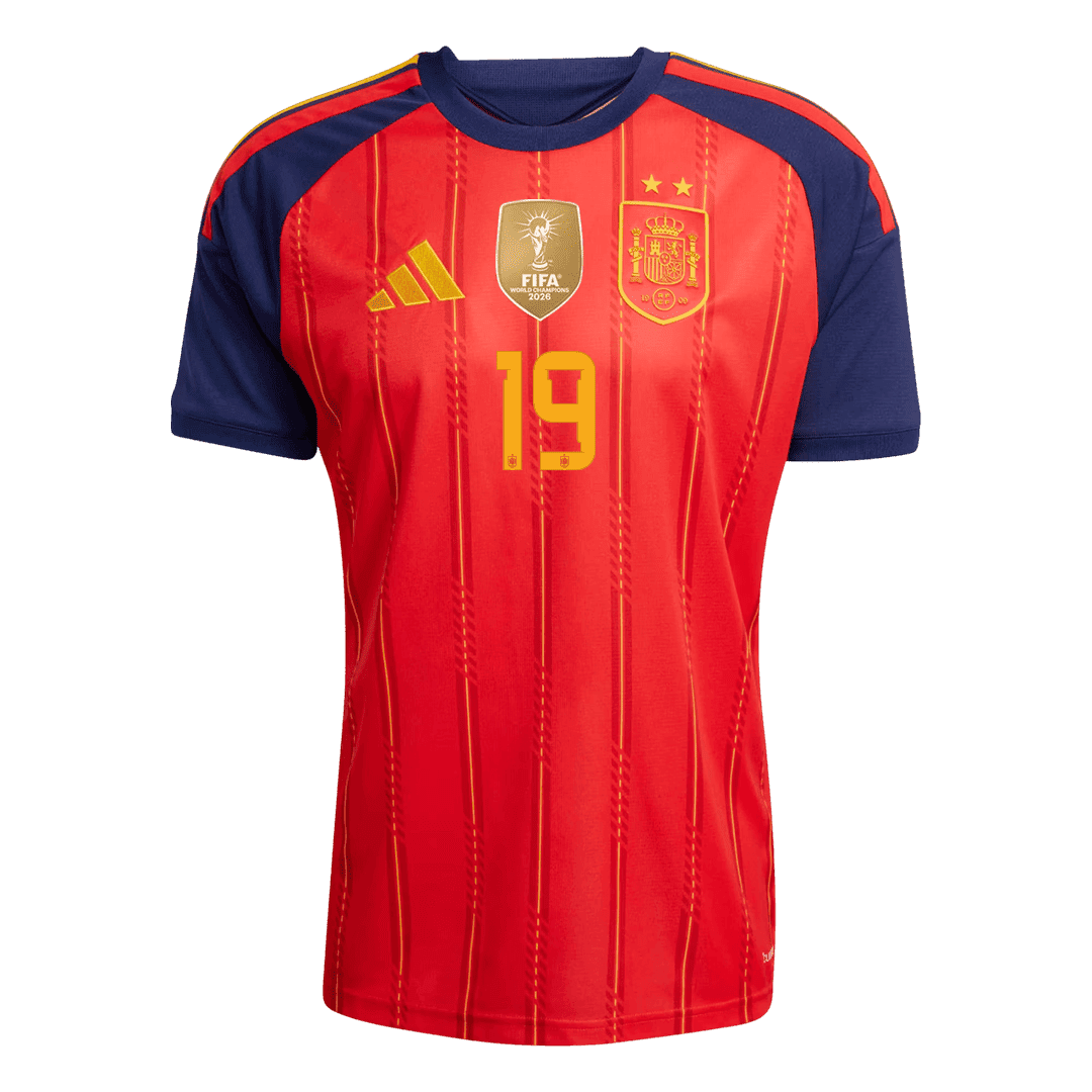 Maglia Replica Spagna Casa LAMINE YAMAL #19 Uomo Mondiali 2026 Champion Edition
