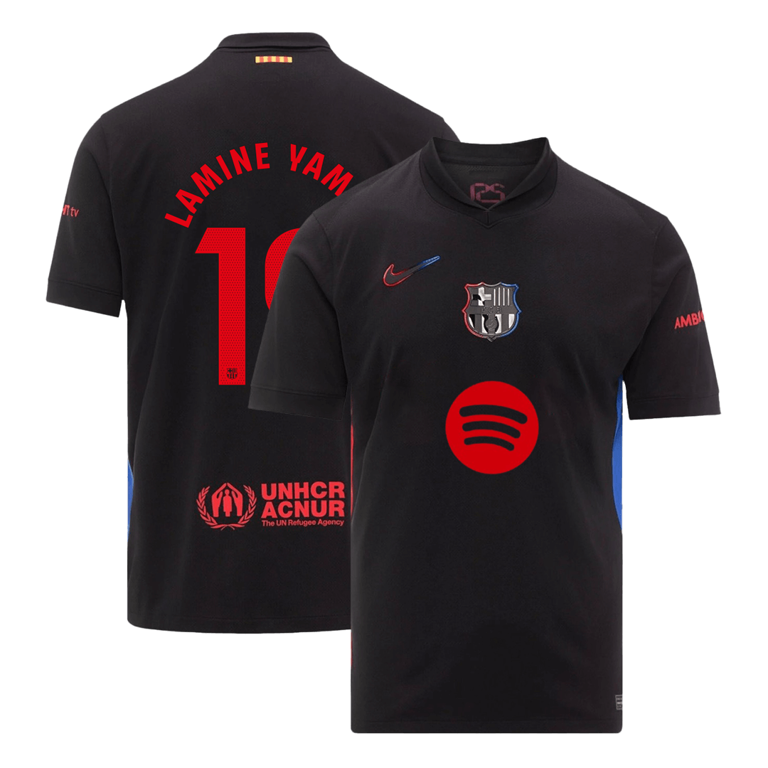 Maglia Replica Barcelona Trasferta LAMINE YAMAL #19 Uomo 2024/25 - Spotify Logo Without Text