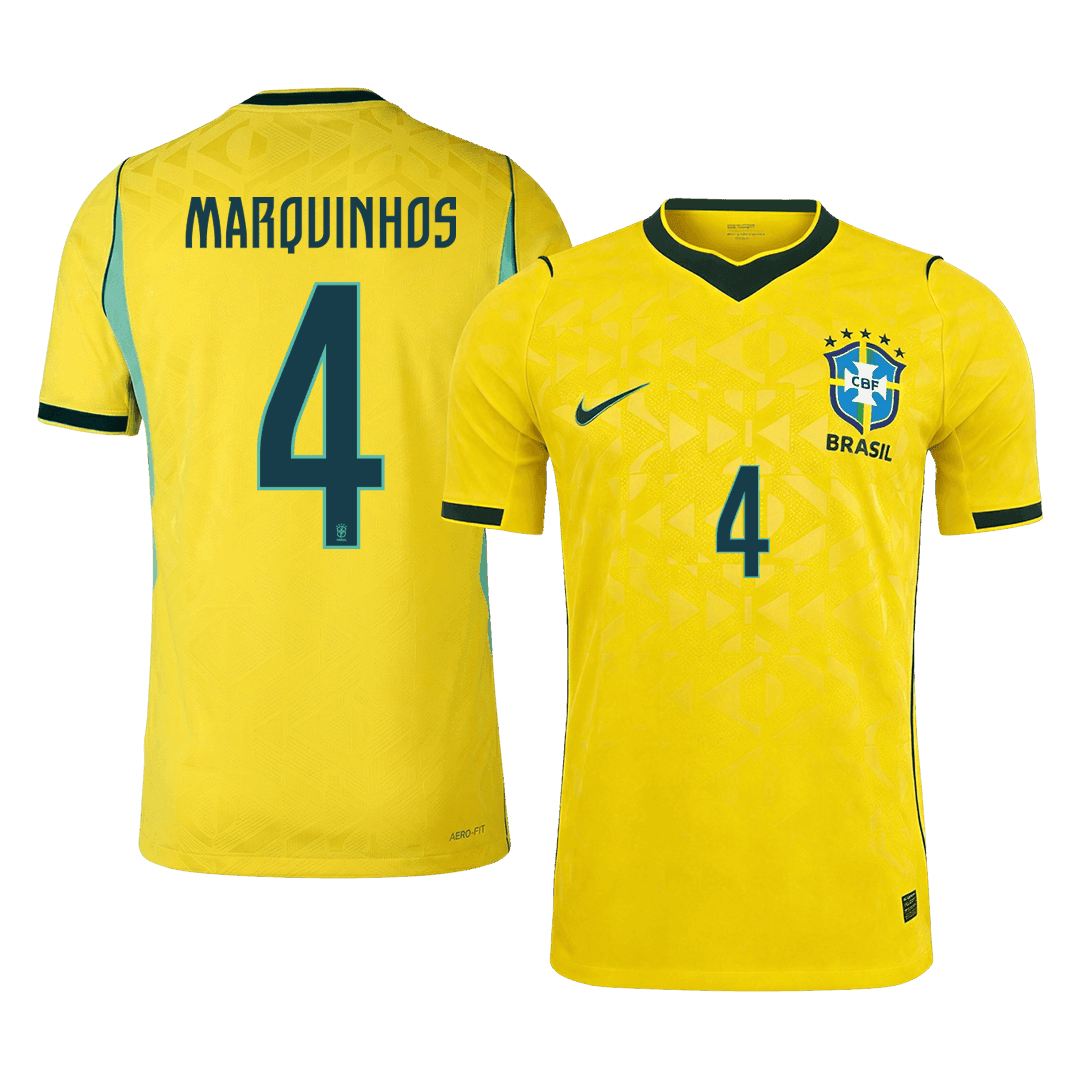 Maglia Gara Brasile Casa MARQUINHOS #4 Uomo Mondiali 2026