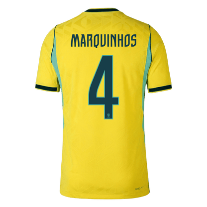 Maglia Gara Brasile Casa MARQUINHOS #4 Uomo Mondiali 2026