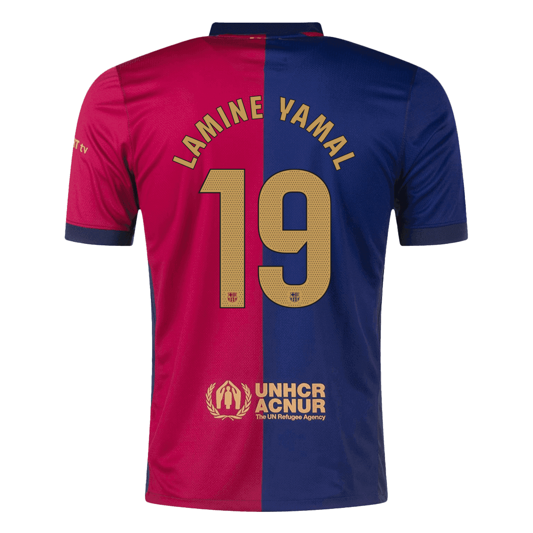Maglia Replica Barcelona Casa LAMINE YAMAL #19 Uomo 2024/25 - Spotify Logo Without Text