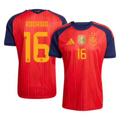 Maglia Replica Spagna Casa RODRIGO #16 Uomo Mondiali 2026 Champion Edition