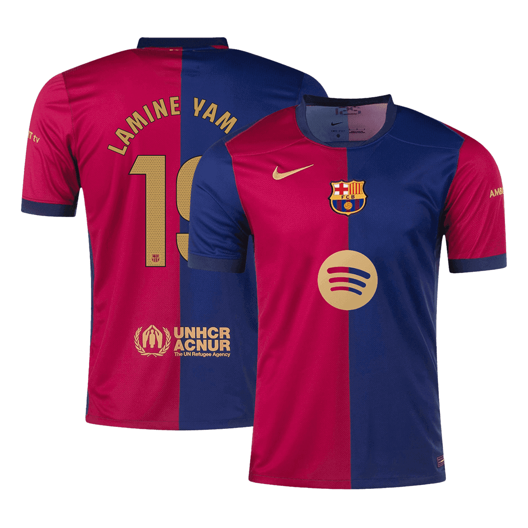 Maglia Replica Barcelona Casa LAMINE YAMAL #19 Uomo 2024/25 - Spotify Logo Without Text
