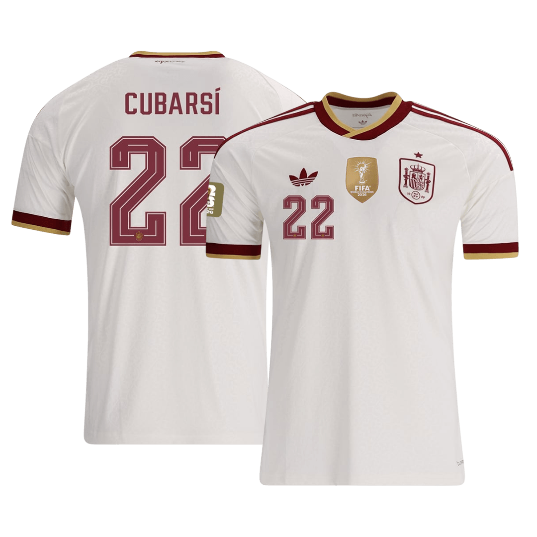 Maglia Replica Spagna Trasferta CUBARSÍ #22 Uomo Mondiali 2026 Champion Edition
