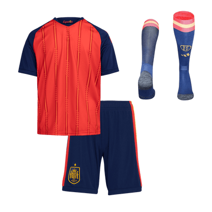 Completo Bambino Spagna Casa Mondiali 2026 - 3 Pezzi Champion Edition