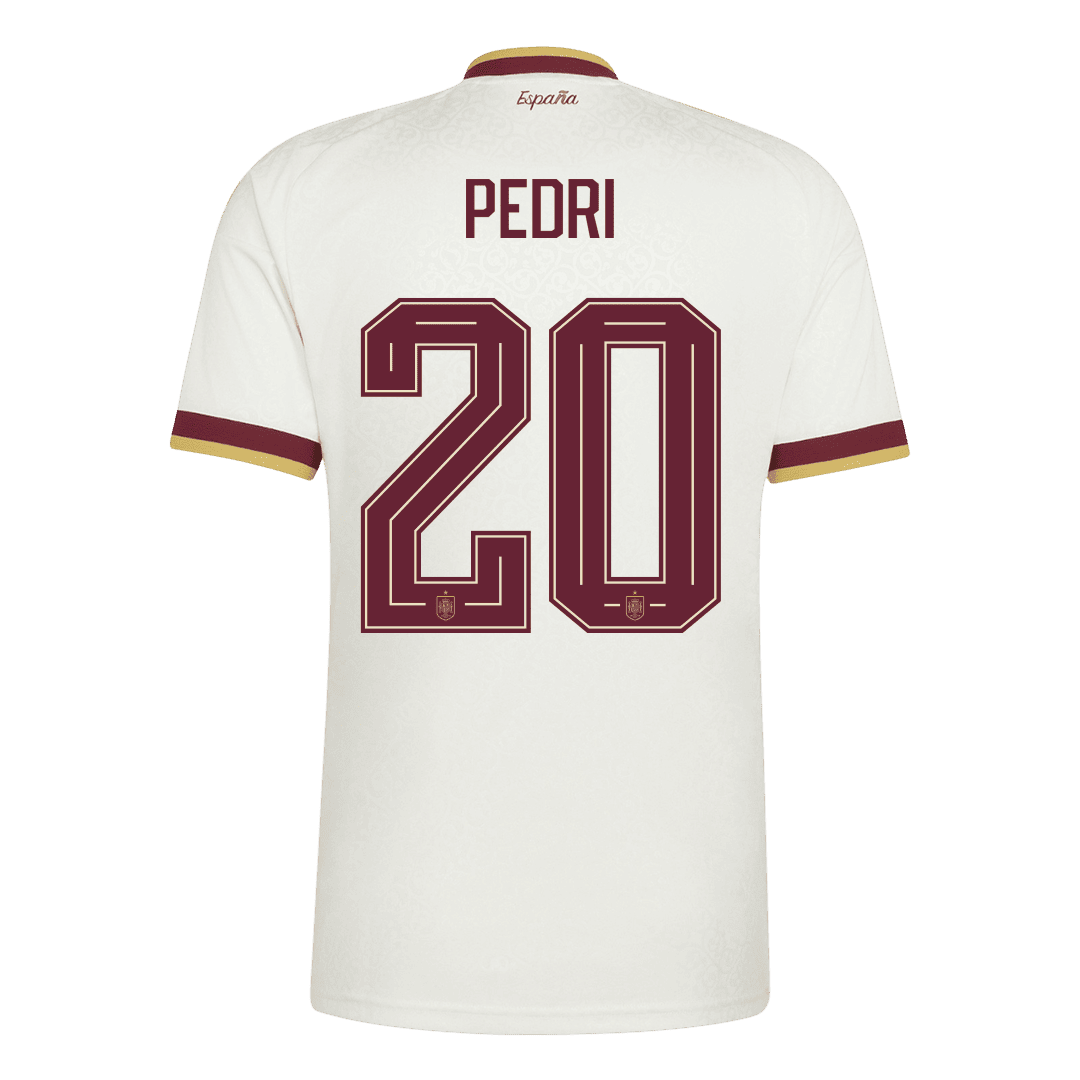 Maglia Replica Spagna Trasferta PEDRI #20 Uomo Mondiali 2026 Champion Edition