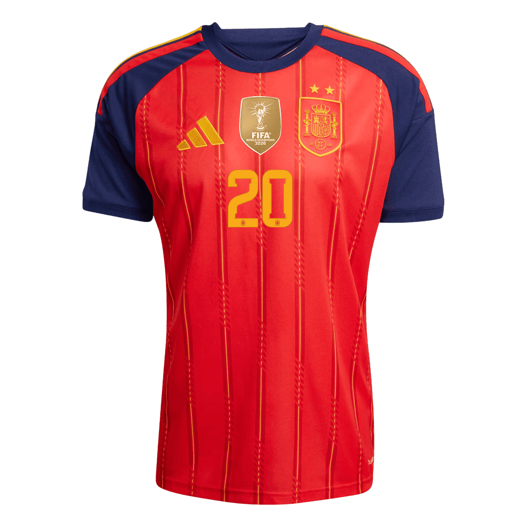 Maglia Replica Spagna Casa PEDRI #20 Uomo Mondiali 2026 Champion Edition